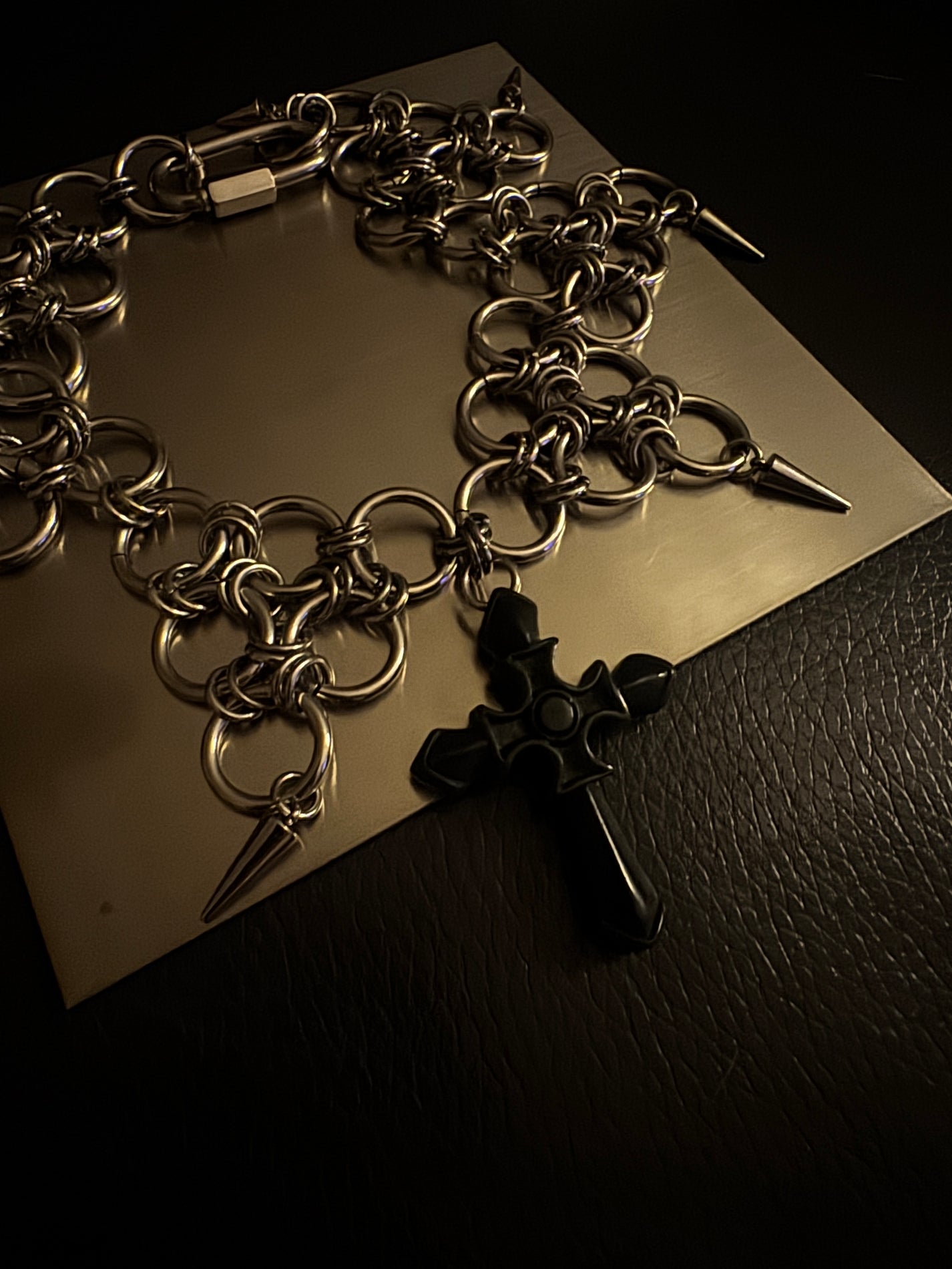 jade cross jester necklace
